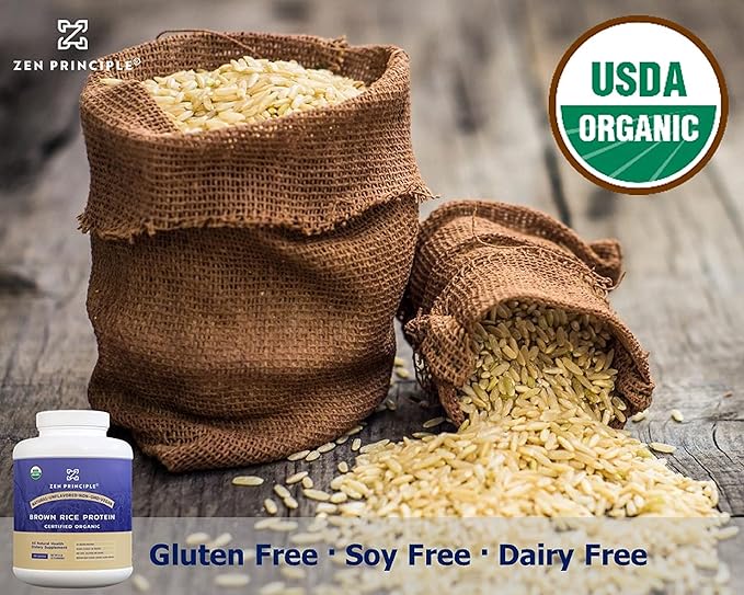 Zen Principle Organic Brown Rice Protein 6 LB. USDA Certified Organic. Unflavored. Non-GMO. Vegan.