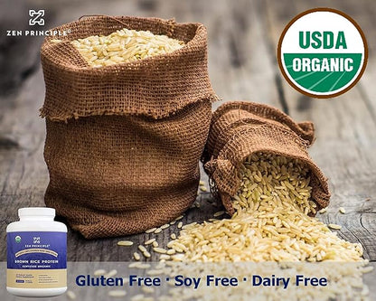 Zen Principle Organic Brown Rice Protein 6 LB. USDA Certified Organic. Unflavored. Non-GMO. Vegan.