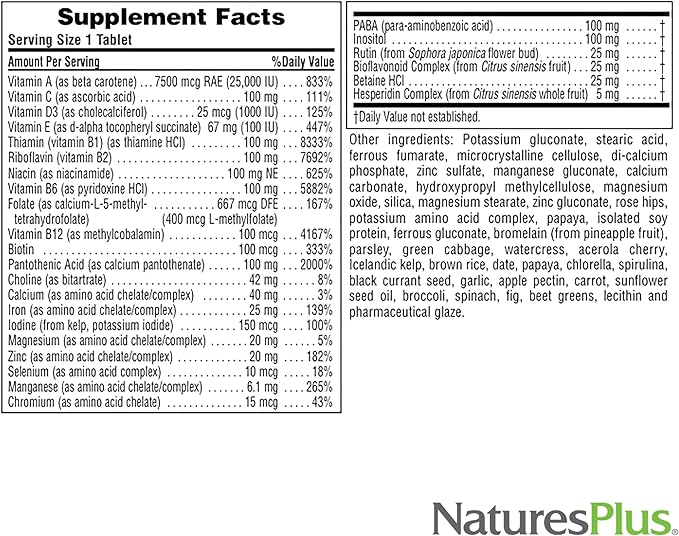 NaturesPlus Ultra II Multivitamin, Sustained Release - 30 Vegetarian Tablets - Daily Whole Food Vitamin & Mineral Supplement for Overall Health - Natural Energy Booster - 30 Servings