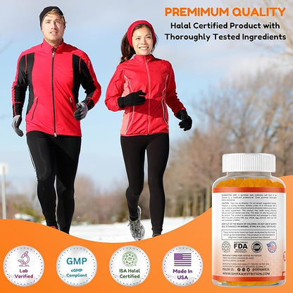 Vegan Vitamin C Gummies | 90 Gummies, 250mg 45 Servings | Non-GMO | Gluten-Free, Gelatin-Free | Immune Support Gummies & Seasonal Support for Kids & Adults Halal Vitamins