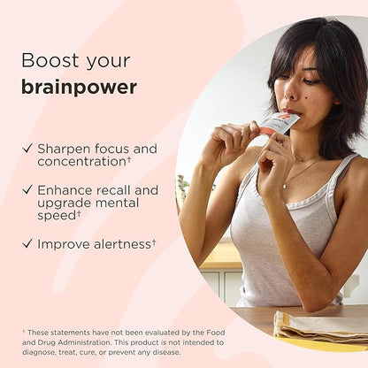 Healthycell Focus & Recall - Brain Supplement for Focus and Memory - Liquid Nootropics Supplement for Concentration & Alertness - L-theanine, Omega-3 - Maximum Absorption - 30 Gel Packs