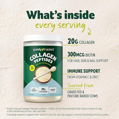 Purely Inspired Collagen Powder, Unflavored (20 Servings) - 20g Collagen Peptides Protein Powder for Women & Men - Grass-Fed & Pasture Raised - Gluten-Free, Paleo & Keto-Friendly Collagen Drink