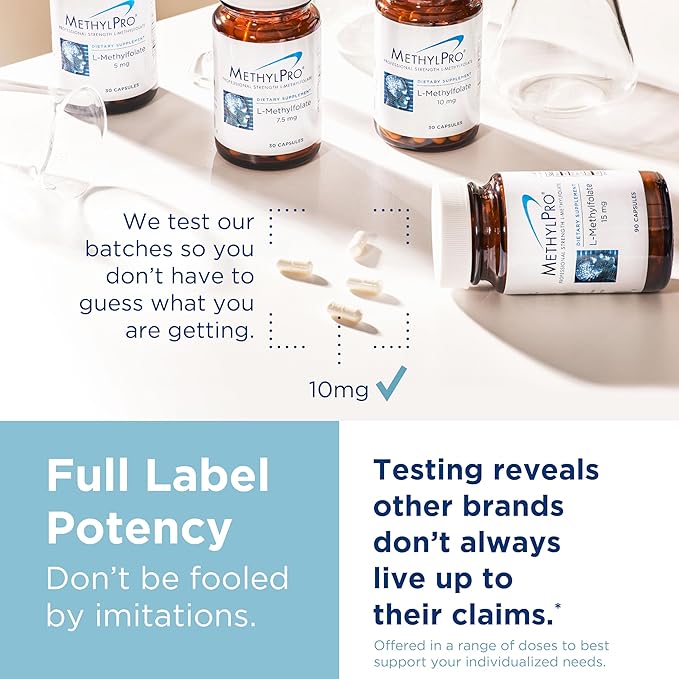 MethylPro B Complex + 10mg L-Methylfolate - Professional Strength Vitamin B Complex + Folate Supplement for Energy, Mood + Immune Support - Vitamin B12, Vitamin B6, Vitamin C + More - (30 Capsules)