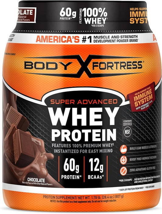 Body Fortress 100% Whey, Premium Protein Powder, Chocolate, 1.78lbs (Packaging May Vary)