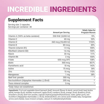 Dr. Berg Natural Prenatal Vitamins for Women (Pregnant & Nursing) - Prenatal Vitamins with Folate, Vitamins, Minerals, Omegas, &11 Powerful Superfoods - Womens Prenatal Multivitamin - 60 Capsules