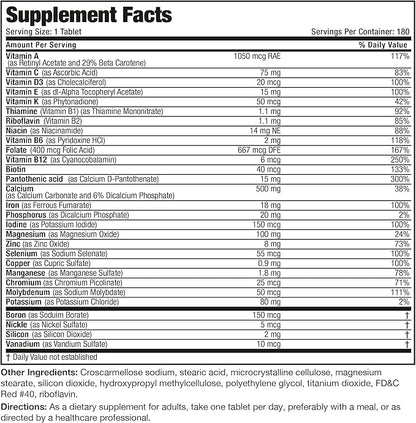 Bronson ONE Daily Women’s Complete Multivitamin Multimineral Once-Daily Multi for Active Women, 180 Tablets