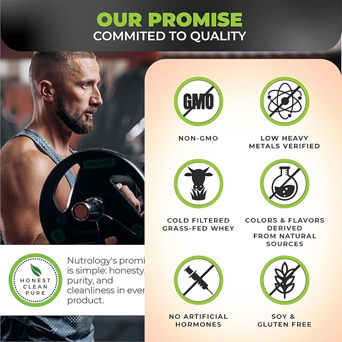 Nutrology Grass Fed Whey Protein Powder, Vanilla Ice Cream Flavor, Supports Lean Muscle Recovery & Performance, Cold Processed Grass Fed Whey and Amino Acid Powder, Shake, Blend or Bake, 28 Servings