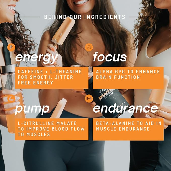 PWDRS PRE Pre-Workout Powder - Energy, Pump, Endurance, Focus, Strength Supplement with Caffeine (Orange Dreamsicle)