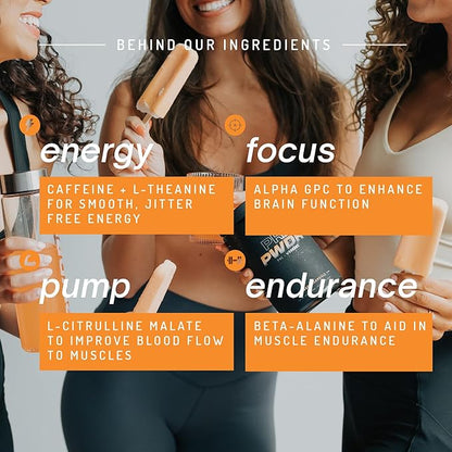 PWDRS PRE Pre-Workout Powder - Energy, Pump, Endurance, Focus, Strength Supplement with Caffeine (Orange Dreamsicle)