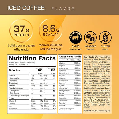 GOPOWER Whey Protein Powder, with BCAAs, Grass Fed Protein Powder, 2 Pound, 18 Servings