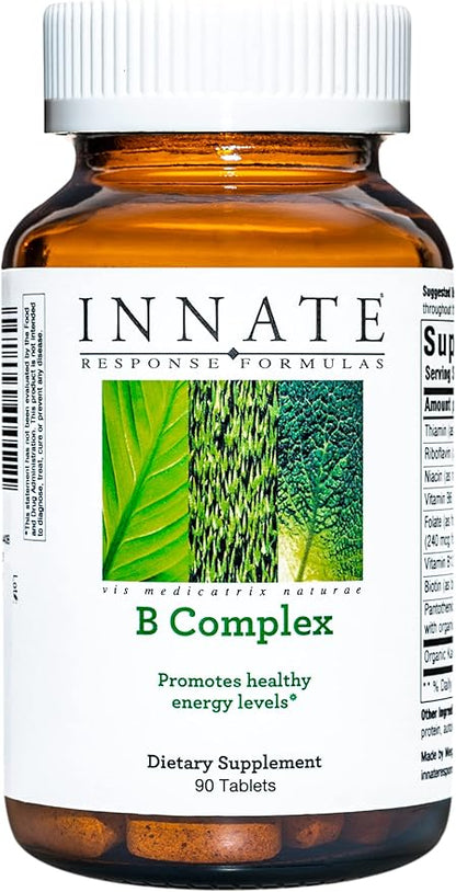 INNATE Response Formulas B Complex - B Vitamin Supplement - Supports Cellular Energy Production and Metabolism - Vegan, Kosher, Non-GMO Project Verified - Made Without 9 Food Allergens - 90 Tablets