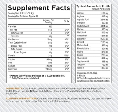 Core Nutritionals ISO, 100% Micro Filtered, Zero Artificial Fillers, 25g Whey Protein Isolate, 80 Servings (Chocolate Peanut Butter Cup)