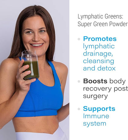 Lymphatic Greens: Superfood Powder Supplement, Vegan Greens Powder Supports Lymphatic System Health, Post Surgery Recovery for Liposuction, BBL & Lipedema, Body Detox, 8 OZ