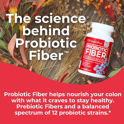 Health Plus Probiotic Fiber - Dietary Supplement, Detox, 30 Capsules, 30 Servings