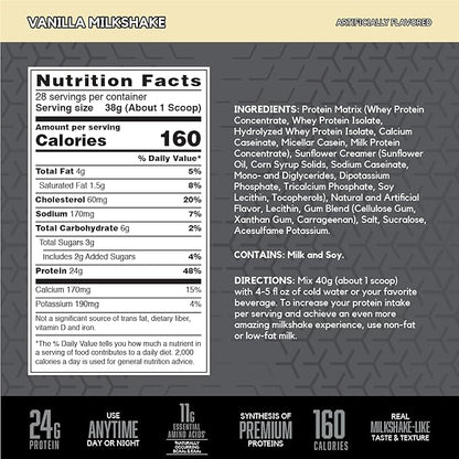 BSN SYNTHA-6 Edge Protein Powder, Vanilla Protein Powder with Hydrolyzed Whey, Micellar Casein, Milk Protein Isolate, Low Sugar, 24g Protein, Vanilla Milkshake, 28 Servings