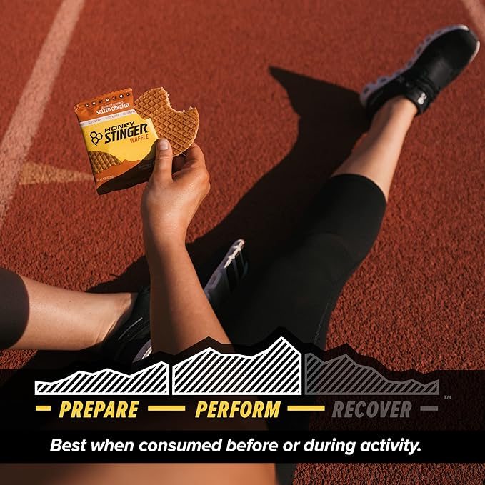 Honey Stinger Organic Gluten Free Salted Caramel Waffle | Energy Stroopwafel for Exercise, Endurance and Performance | Sports Nutrition for Home & Gym, Pre & Post Workout | Box of 16 Waffles, 16.96 Oz