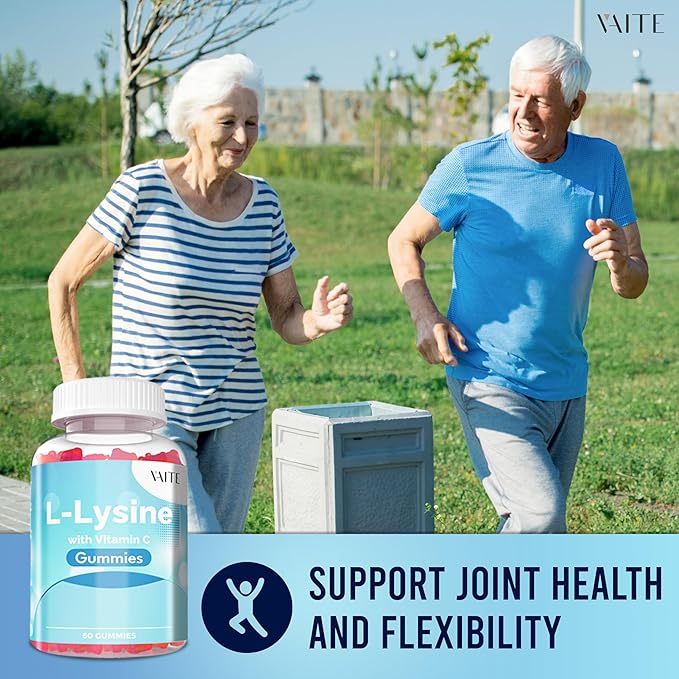 L-Lysine 800mg Gummies with Vitamin C - Supports Skin, Lip, Vegan, Gluten Free, 60 Chewable Lysine for Adults, Vitamins Tissue Health & Immune System, Amino Acid & Complex Supplements, Non-GMO