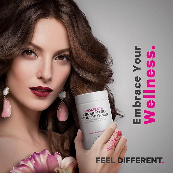 Codeage Women’s Daily Multivitamin, 25+ Vitamins & Minerals, Fermented, Organic Whole Foods, Probiotics Supplement - Vitamin A, Vitamin B, Vitamins C, D, E & K, Omega 3, Zinc – Vegan - 2 Pack