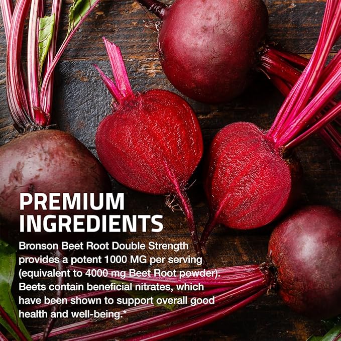 Bronson Beet Root Double Strength 4000mg Equivalent (from 1000 mg of 4:1 Extract), Non-GMO, 250 Vegetarian Tablets
