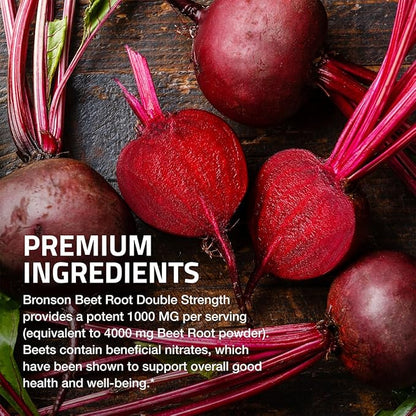 Bronson Beet Root Double Strength 4000mg Equivalent (from 1000 mg of 4:1 Extract), Non-GMO, 250 Vegetarian Tablets