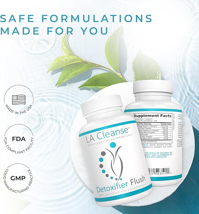 Detoxifier Flush Detox Supplements - 100 Capsules - 137.5 mg Goldenseal Root with Burdock Root Powder, Yellow Dock Root, & Milk Thistle Seed - Body Cleanse Detox for Women and Men