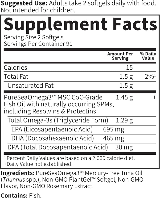 Garden of Life Dr. Formulated Advanced Omega Fish Oil - Lemon, 1,290mg EPA, DHA + DPA in Triglyceride Form, Single Source Omega 3 Supplement for Ultimate Brain & Heart Health, Non-GMO, 180 Softgels