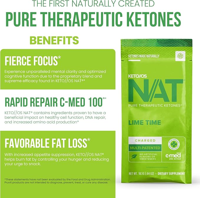 Keto//OS NAT Lime Time Keto Supplements – Charged - Supplement for Men and Women (20 Count)
