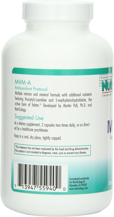 Nutricology MVM-A Supplement - Multivitamin for Men & Women, with Iron, Daily Vitamins, for Adults, High Potency, Bioavailable, Vegetarian Capsules - 180 Count