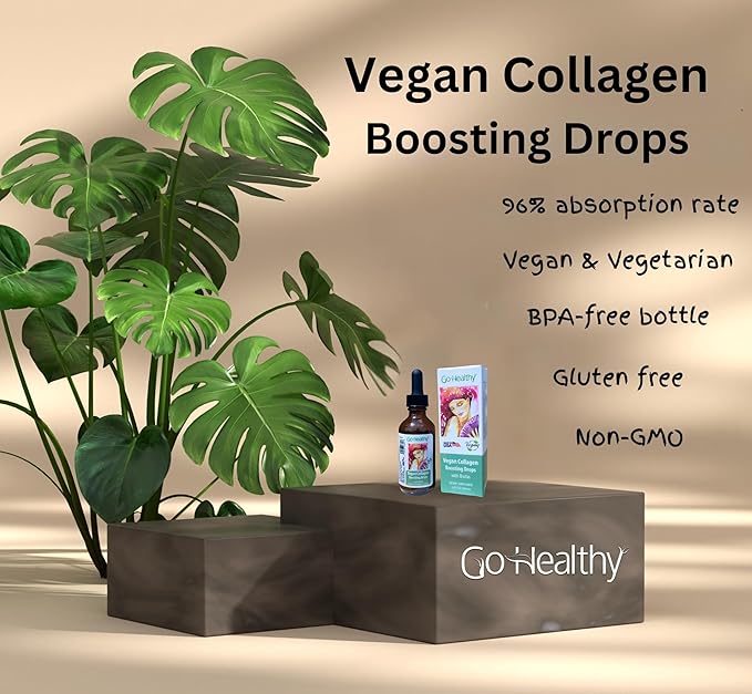 Go Healthy Vegan Collagen & Biotin Liquid Drops for Women & Men - Supports Healthy Hair, Nail & Skin, Boosts Metabolism - Non-GMO, Sugar Free - 60-Day Supply