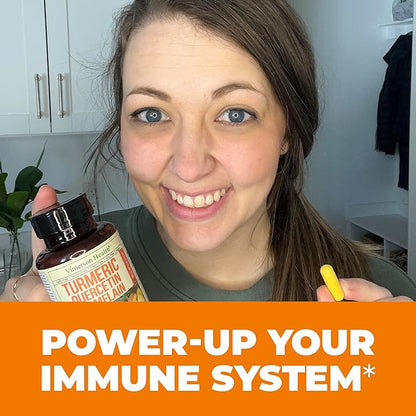 Quercetin with Bromelain Turmeric Supplement - Quercetin 500mg Capsules with Curcumin & Bromelain powder for Allergy & Joint Support. Turmeric Curcumin Bromelain Supplement. 60 Vegan Tumeric Capsules