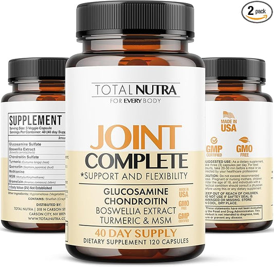 Glucosamine Chondroitin MSM Turmeric 2100mg – Joint Complete Capsules, Advanced Joint Support Supplement for Adults Hands Back Knee Mobility – Bone & Joint Health Supplements for Men & Women (2 Pack)