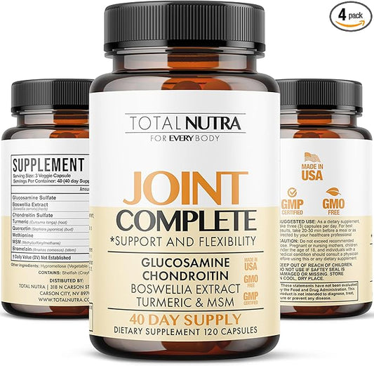 Glucosamine Chondroitin MSM Turmeric 2100mg – Joint Complete Capsules, Advanced Joint Support Supplement for Adults Hands Back Knee Mobility – Bone & Joint Health Supplements for Men & Women (4 Pack)