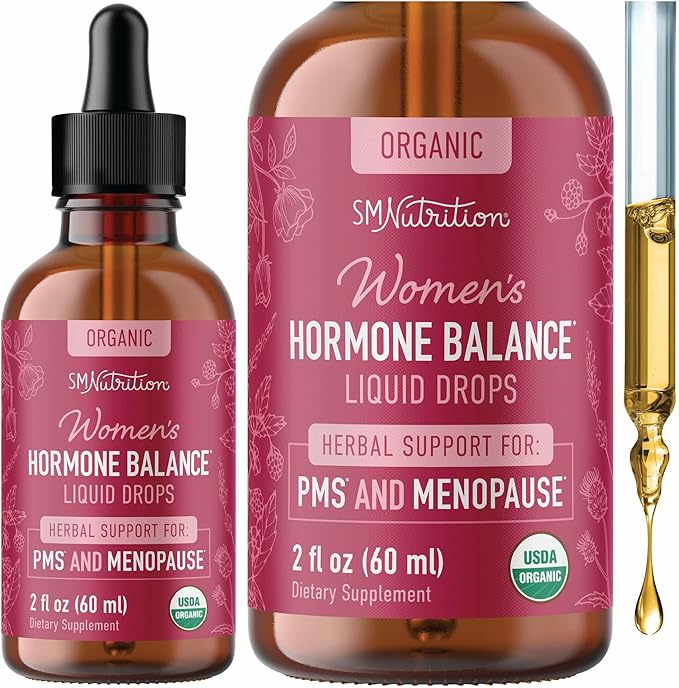 Hormone Balance Liquid Drops | With Black Cohosh, Stinging Nettle, Red Raspberry Leaf, Chasteberry & More | Menopause, Hot Flash, & PMS Relief Menstrual Herbal Support Tincture | Vegan Formula | 2oz