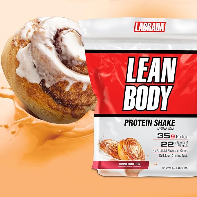 Labrada Nutrition Lean Body Hi-Protein Meal Replacement Shake, Cinnamon Bun, 2.47 Pound Packaging May Vary