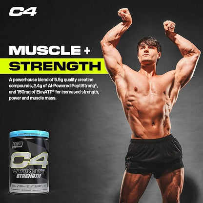 Cellucor C4 Ultimate Strength Pre Workout Powder - Tri-Stim Experience 300mg Caffeine+TeaCrine+Dynamine - Creatine & Beta-Alanine - Energy Supplement for Men & Women - Frozen Bombiscle, 20 Servings