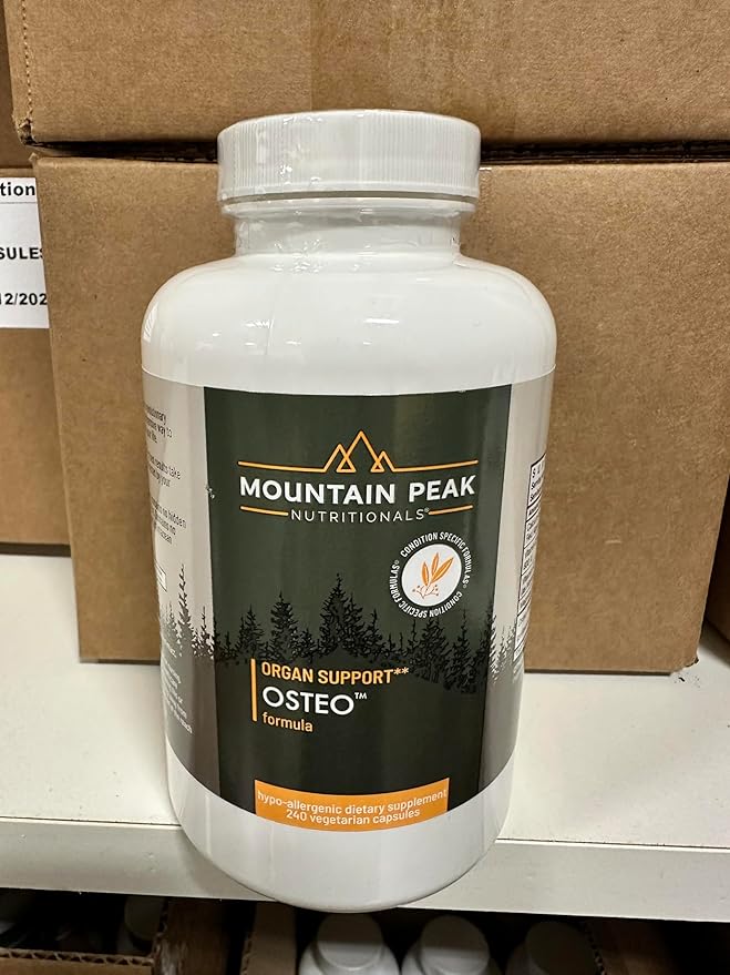 Mountain Peak Nutritionals Osteo Supplement - Organ & Strong Bone Support, Promotes Bone Health - With Vitamins D3, K2, Calcium, and Magnesium - Bone Building & Strengthening (240 Vegetarian Capsules)