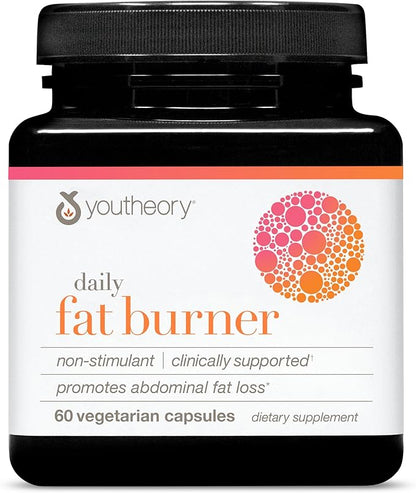 Youtheory Daily Fat Burner - Supports Body Composition & Metabolism - with Citrus Fruit Blend, Chromium & Cayenne Extract - Gluten, Soy & Dairy Free - 60 Vegetarian Capsules