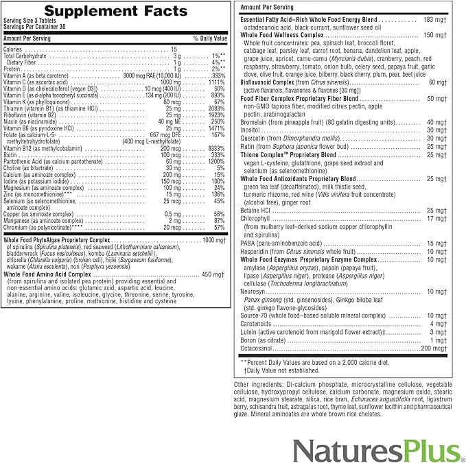 Natures Plus Ultra Source of Life No-Iron Multivitamin - 90 Tablets - Supports Immune Health, Energy & Overall Well-Being - with Lutein & Vitamin D3 - Vegetarian & Gluten Free - 30 Servings