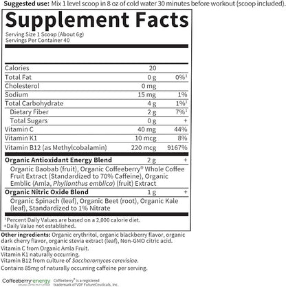 Garden of Life Sport Organic Plant-Based Energy + Focus Vegan Clean Pre Workout Powder, Sugar & Gluten Free BlackBerry Cherry with 85mg Caffeine, Natural NO Booster, B12, 40 Servings, 8.14 Oz