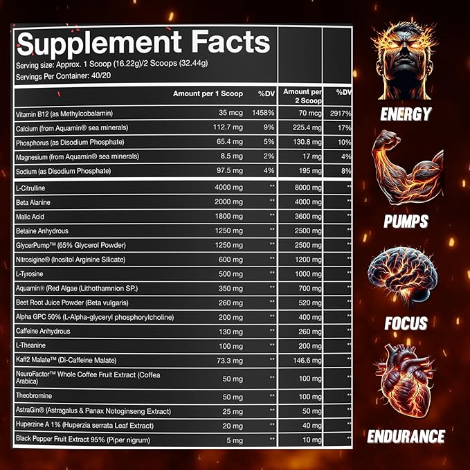 Scorched Earth Pre Workout Powder - Energy & Focus with Dual-Source Caffeine, Nootropics | Pumps from Citrulline, Beta Alanine, Nitrosigine®, GlycerPump™ - Sour Gummy Worm