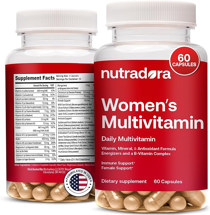 Multivitamin for Women - Womens Multivitamin & Multimineral Supplement for Energy, Mood, Hair, Skin & Nail - Womens Daily Multivitamins A, B, C, D, E, Zinc & More Women's Vitamins Capsules