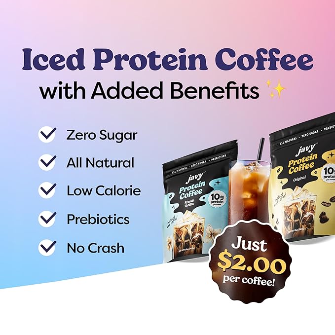 Javy Caramel Protein Coffee - Premium Whey Protein & Instant Iced Coffee - 100% Arabica Coffee - Zero Artificial Flavors & Sweeteners, 20 Servings