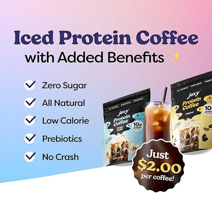 Javy Caramel Protein Coffee - Premium Whey Protein & Instant Iced Coffee - 100% Arabica Coffee - Zero Artificial Flavors & Sweeteners, 20 Servings