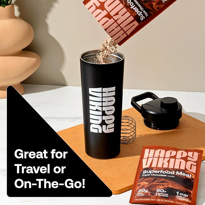 Happy Viking Variety Pack Plant Protein Powder, Created by Venus Williams, 20G Protein, Low Carb, Keto, Vegan, Gluten-Free, Non-GMO, Superfoods, Complete Meal Replacement, 8 Single Serve Packs