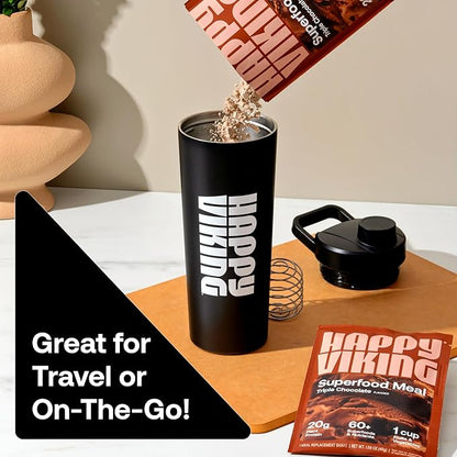 Happy Viking Variety Pack Plant Protein Powder, Created by Venus Williams, 20G Protein, Low Carb, Keto, Vegan, Gluten-Free, Non-GMO, Superfoods, Complete Meal Replacement, 8 Single Serve Packs