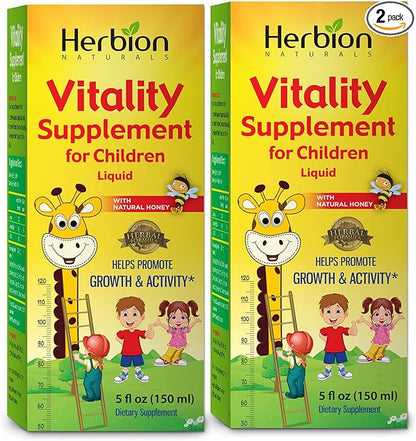 Herbion Naturals Vitality Supplement for Children - Promotes Growth and Appetite - Relieves Fatigue - Improves Mental and Physical Performance – 5 fl oz, For Kids 1 Year and Above, Pack of 2