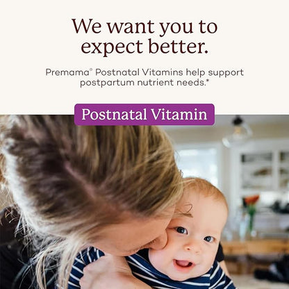 PREMAMA Postpartum Multivitamin with Vitamin B12 & Folate, Postnatal Support for Lactation and Breastfeeding, 28 Servings