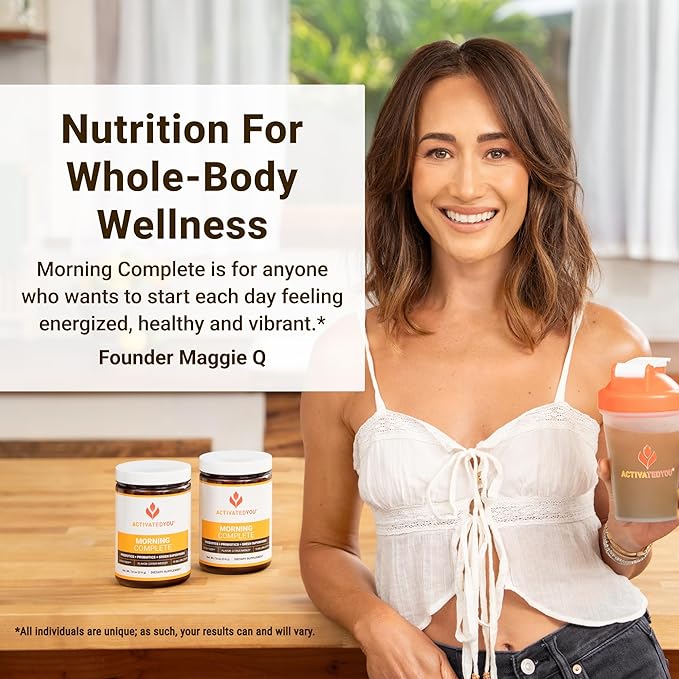 ACTIVATEDYOU Morning Complete Daily Wellness Greens Superfood Drink Mix for Gut Health w/Prebiotics, Probiotics, Antioxidants, Green Superfoods, 10 Billion CFUs, 30 Servings (Citrus)