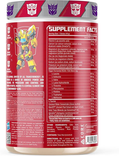 Core Nutritionals | Transformers Allspark Hydration BCAA/EAA Nutritional Supplement Formula (Free Prize Inside - Bumblebee) - for Adults Ages 18+ (30 Servings, Sour Lemon Candy)