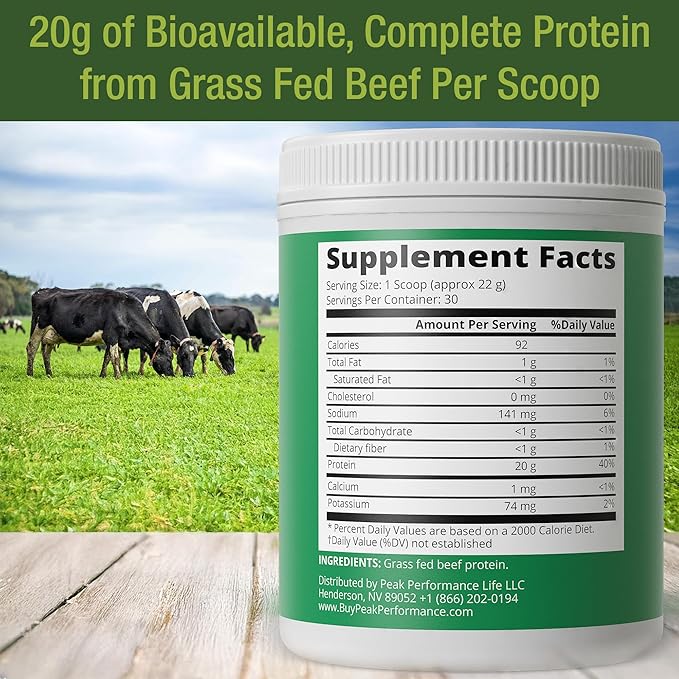 Grass Fed Beef Protein Powder - Lactose Free Great Tasting Beef Protein Isolate. Complete Animal Based Non Dairy Paleo Carnivore Protein Supplement for Prime Muscle Building. No Whey. Unflavored